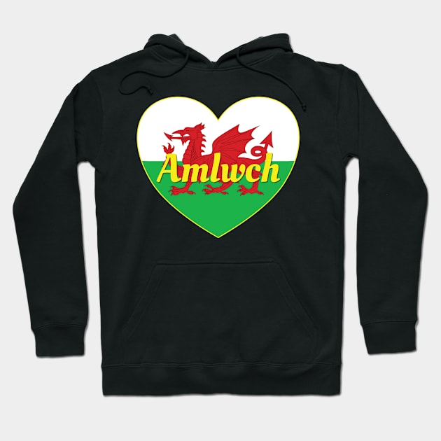 Amlwch Wales UK Wales Flag Heart Hoodie by DPattonPD